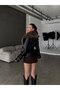 Fur Collar Belt Detail Short Leather Jacket - 2