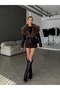 Fur Collar Belt Detail Short Leather Jacket - 3