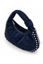 Women's Suede Bag with Metal Bead Detail - 3