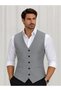Men's V-Neck Vest Grey Melange Woven 56102 - 2