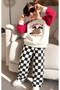 New Season Checkerboard Patterned Unisex Top and Bottom Set