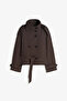 Model: Stand-Up Collar, Back Windbreaker Detail, Lined Women's Trench Coat Jacket Trench Coat - 4