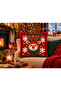 North Pole Christmas Santa Claus, Deer and Pine Tree Patterned 3D Knitted Look Decorative Set of 2 Throw Pillow Covers - 3