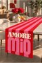 Amore Mio Written Striped Runner – 40X140 cm Digital Printed, Suede Fabric