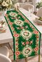 Emerald Green Floral Patterned Runner – 40X140 cm Digital Printed, Suede Fabric