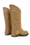 Women's Stylish Boots Genuine Beige Suede Leather - 4