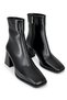 Mila Women's Black Patent Leather Blunt Toe Zippered Thick Heeled Daily Stylish Boots - 4
