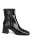 Mila Women's Black Patent Leather Blunt Toe Zippered Thick Heeled Daily Stylish Boots - 5