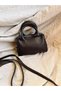 Mini Brown Faux Leather Single Compartment Zippered Adjustable Strap Shoulder Bag - 2
