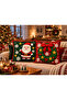 Santa Wreath Christmas Santa Claus and Christmas Wreath Patterned Red Green 3D Knitted Look Decorative Throw Pillow Cover Set of 2 –