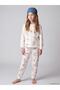 Printed Crew Neck Girls' Pajama Set (W6) - 2