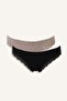 Lace and Bow Detailed Ribbed 2-Piece Brazilian Panties I8172Ax26Au