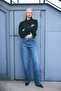 Fitted Crew Neck Stripe Detailed Short Cashmere Coat I5139Ax26Wn - 2