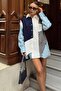 White Knitwear Embellished Patchwork Women's Shirt with Stone Detail