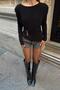 Black Gold Waist Drape Accessory Detail Padded Women's Sandy Blouse - 4