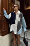 White Knitwear Embellished Patchwork Women's Shirt with Stone Detail - 2
