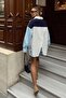 White Knitwear Embellished Patchwork Women's Shirt with Stone Detail - 5
