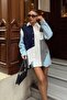 White Knitwear Embellished Patchwork Women's Shirt with Stone Detail - 3