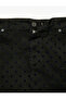 Buttoned Polka Dot Mini Denim Skirt with Pockets - 4