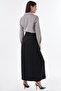 Ribbed Stitched Rayon Skirt Black - 4