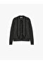 Layered Shawl Detailed Crew Neck Long Sleeve Buttoned Knitwear Cardigan - 5