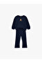 Teddy Bear Embroidered Modal Blend Slim Fit 2-Piece Sweatshirt and Pants Set - 4
