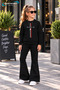 Winter, Spring, and Autumn Girls' Black Spanish Flared Bottoms and Black Sweat Top