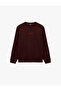 Regular Fit Crew Neck Long Sleeve Printed Sweatshirt with Piping
