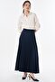 High Waist Pleated Skirt Navy Blue - 2