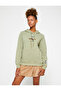 Three Threaded Hooded Kangaroo Pocket Panda Printed Sweatshirt - 3
