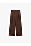 High Waist Regular Fit Wide Leg Fabric Trousers with Pockets