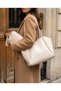 Cream-Colored Soft Leather Shoulder Bag, 31x24 cm, with Extra Makeup Pouch—Everyday Women's Bag CANEDR08 - 4