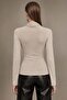 Women's Long Sleeve Blouse with Buckle and Scarf Detail - 3