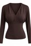 Women's V-Neck Crop Blouse with Drawstring Detail - 6