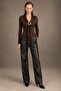 Women's Long Sleeve Blouse with Buckle and Scarf Detail - 4