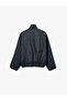 Long Sleeve High Collar Decorated Buttoned Denim Bomber Jacket - 2