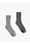Wool Blended Ribbed 2-Piece Sock Set - 2