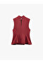 Slim Fit Zippered High Neck Sleeveless Peplum Blouse - 2
