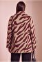 Leopard Patterned Unlined Large Size Cashmere Coat Burgundy - 4
