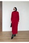 Belted Long Dress with Woven Detail