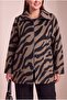 Leopard Patterned Unlined Large Size Cashmere Coat Brown