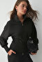 Vivaldi women's organic cotton corset waist zippered black sweatshirt - 2