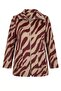 Leopard Patterned Unlined Large Size Cashmere Coat Burgundy - 2