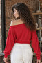 Women's Red Collared Asymmetrical Waist Corseted Blouse Arm-27K001018 - 2