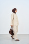 Women's Lace Button Detailed Shirt Collar Suit Cream - 4