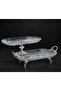 2-Piece Crystal Silver Metal Legged Rectangular Cake Presentation Stand Cookie Holder