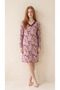 Floral Patterned Viscose Long Sleeve Women's Dress with Lace Detail - 3