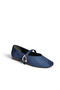 Y726632602 Navy Blue Suede Heart Buckle Detailed Women's Ballerinas - 4