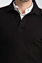 Palmas Men's Black Regular Fit Polo Collar Sweatshirt with Waffle Pattern and Anti-Curling Collar - 2