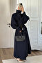 Navy Blue Belted Premium Oversize Long Trench - 8646